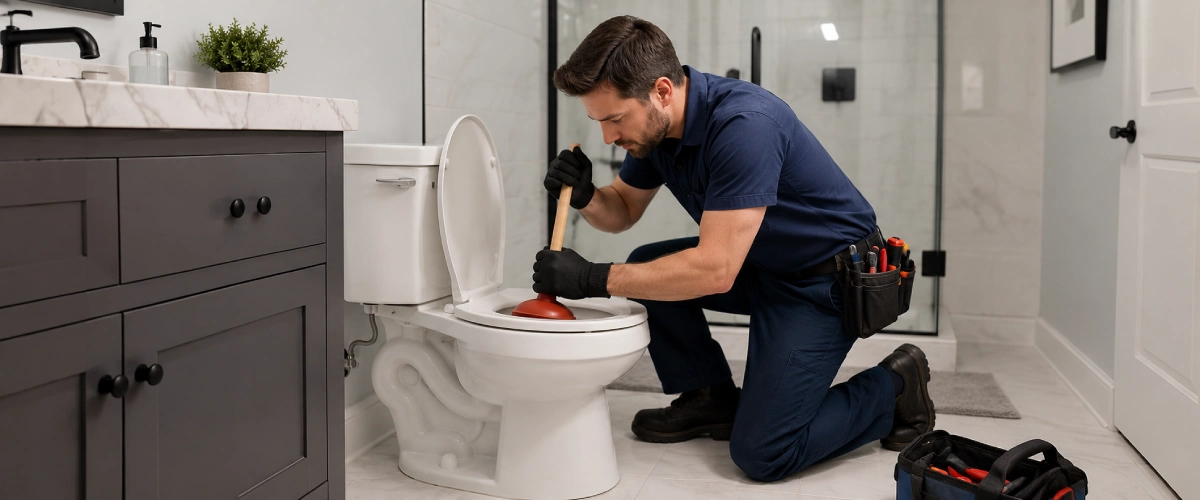 Clogged toilet repair orange county