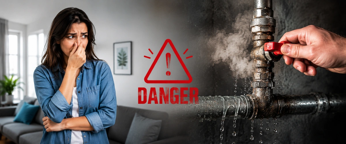 Gas leak smell
