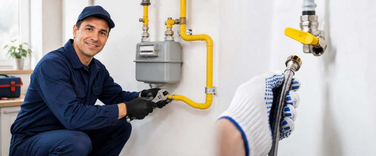 Plumber gas line installation