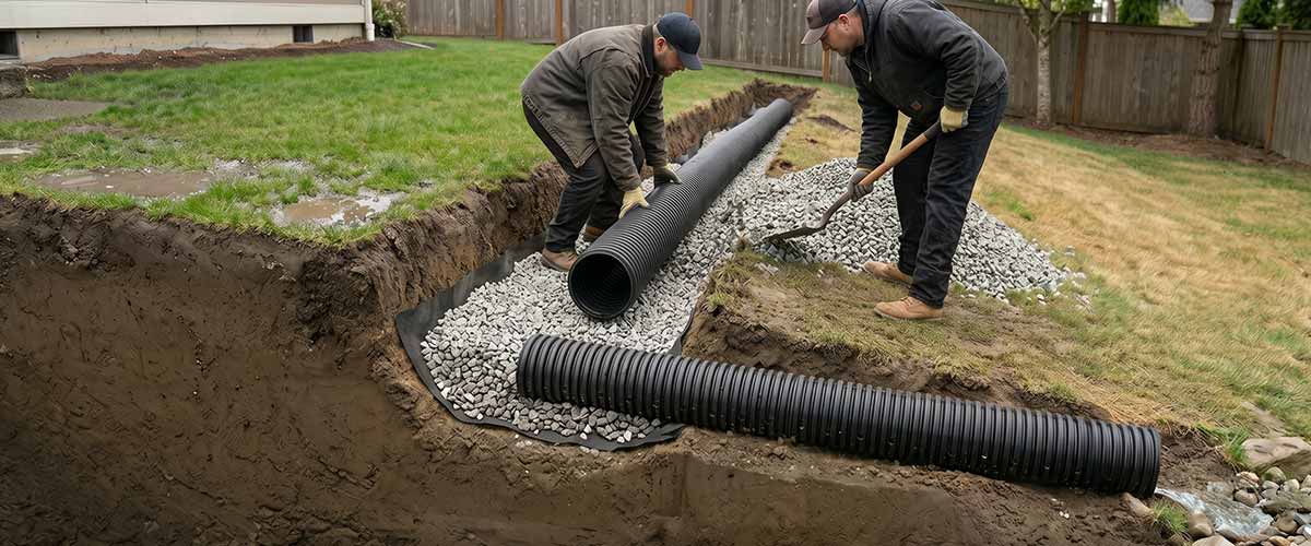 French drain installation
