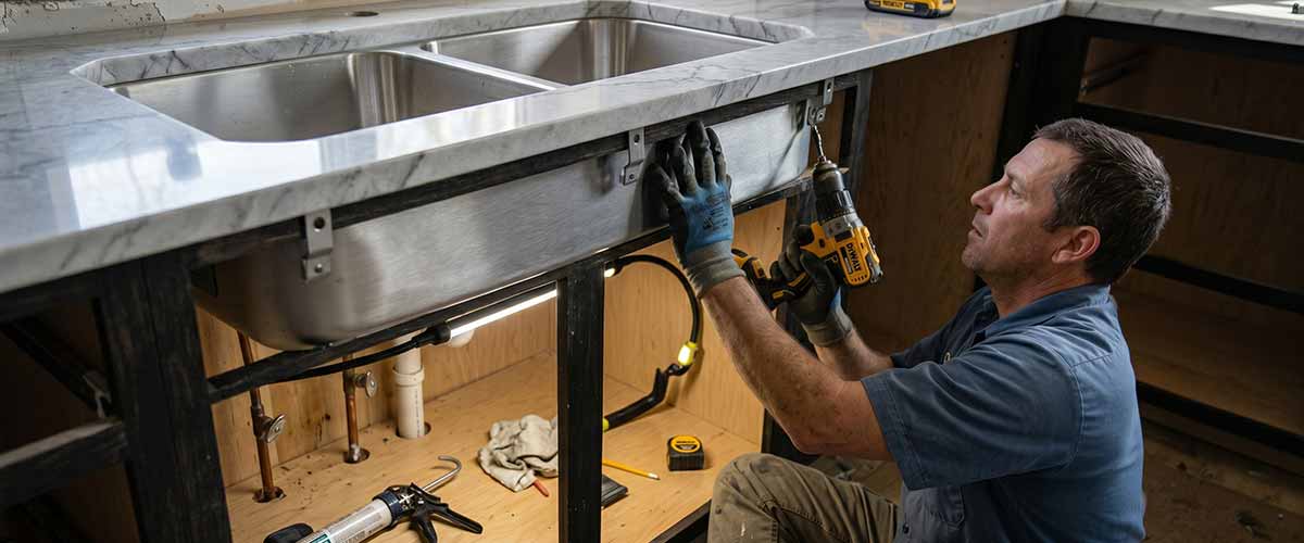 Undermount kitchen sink installation