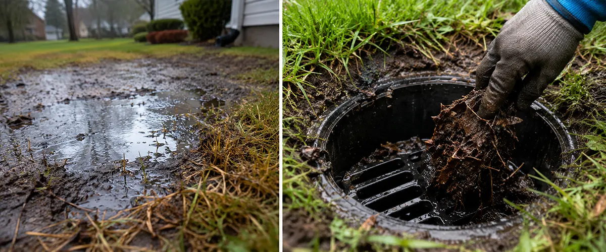 Clogged yard drain