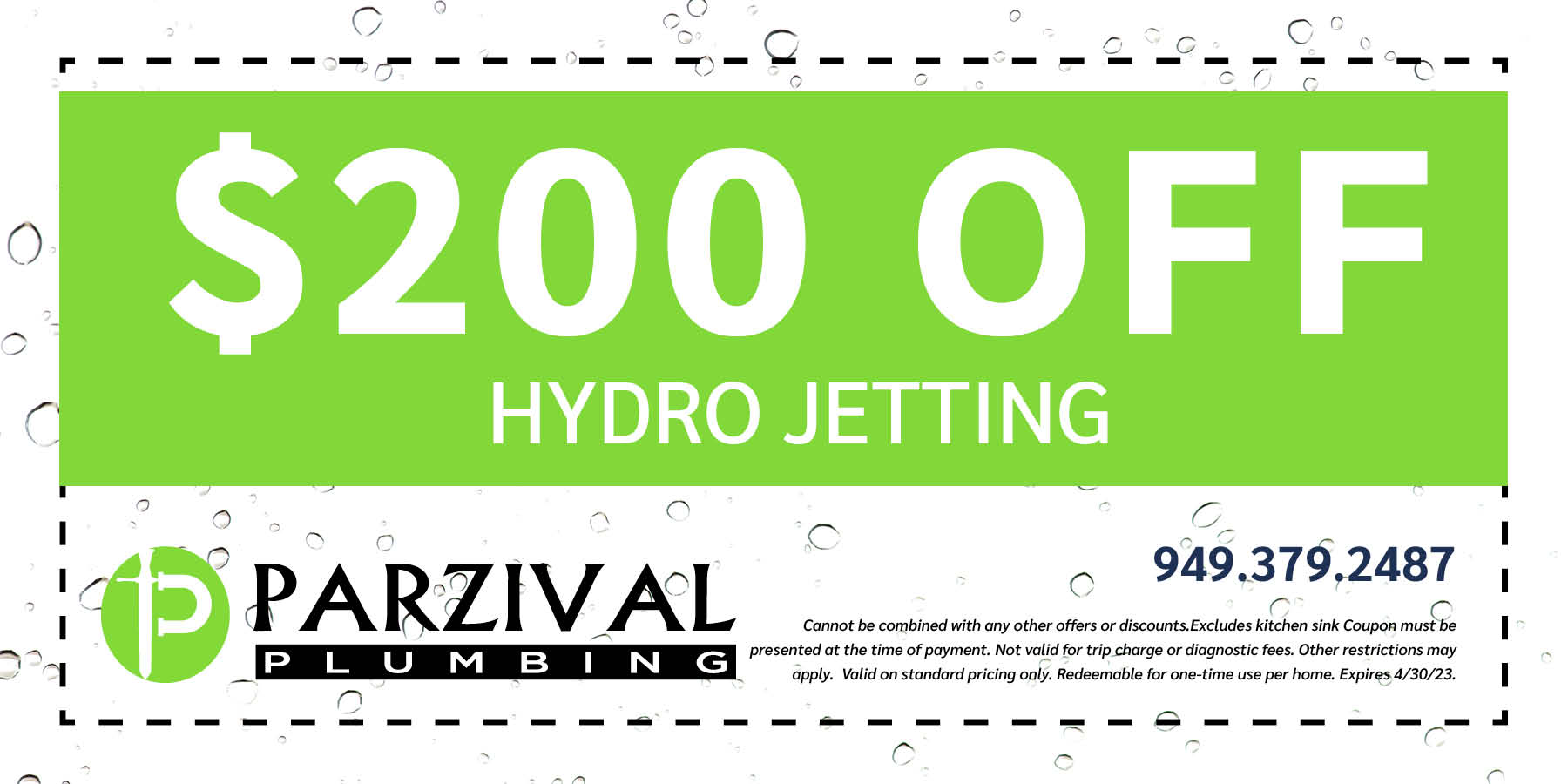 $200 off hydrojetting. Expires 4/30/2023.