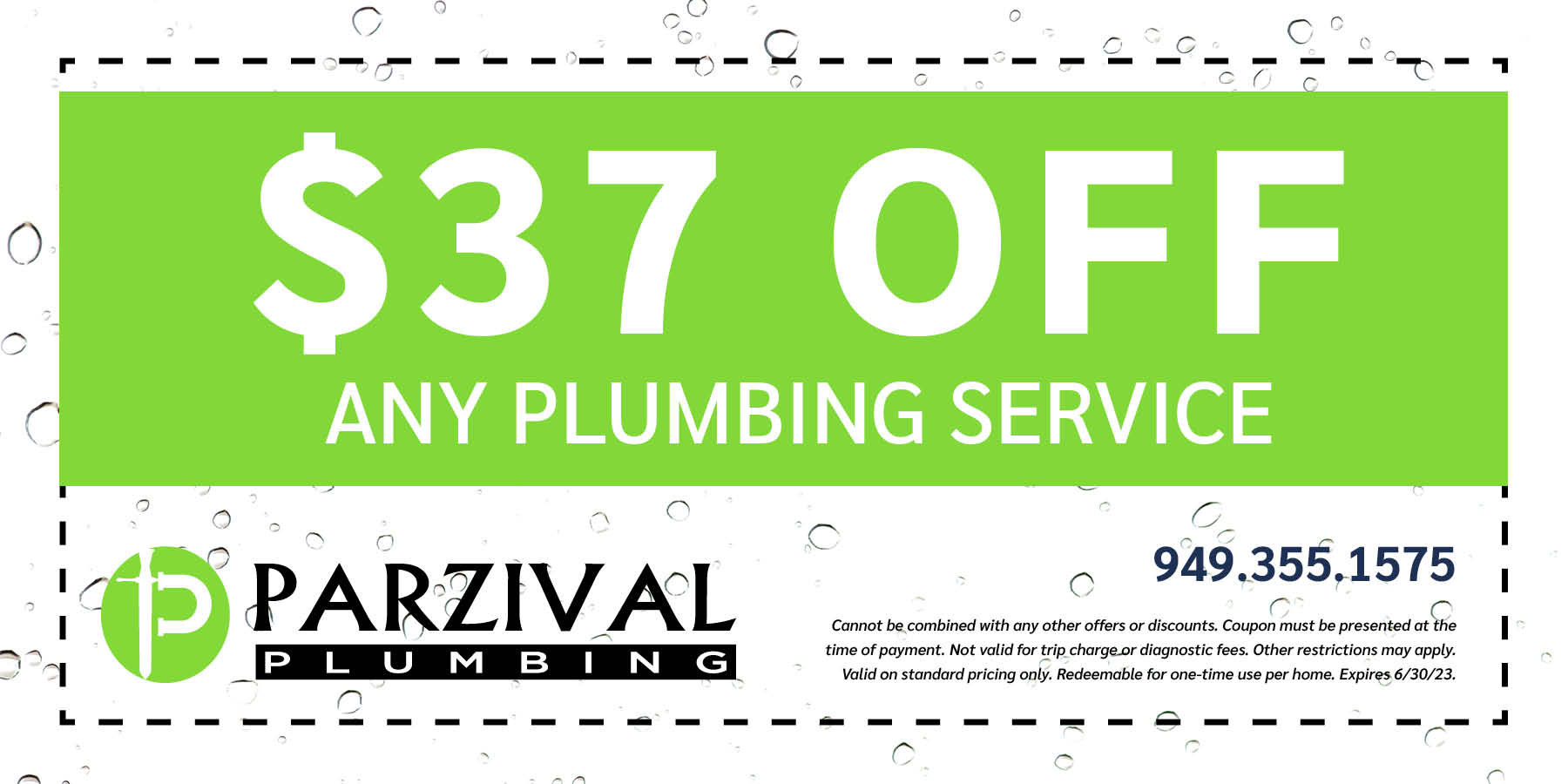 $37 off any plumbing service. Expires 6/30/2023.